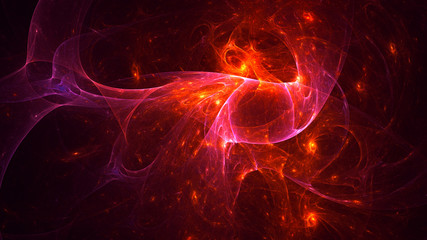 3D rendering abstract red fractal light background