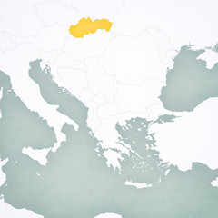 Fototapeta na wymiar Map of Balkans - Slovakia
