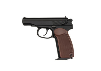 Pneumatic pistol isolated on white background.