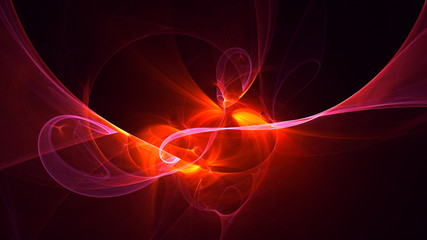 3D rendering abstract red fractal light background