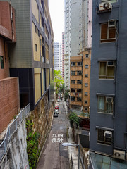 Fototapeta na wymiar Old Street in Hong Kong with buildings
