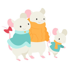 ねずみの親子　3匹