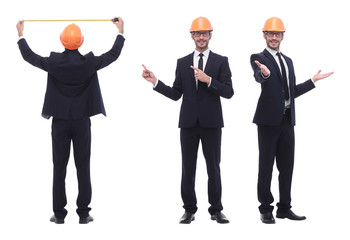 in full growth .qualified engineer architect isolated on white