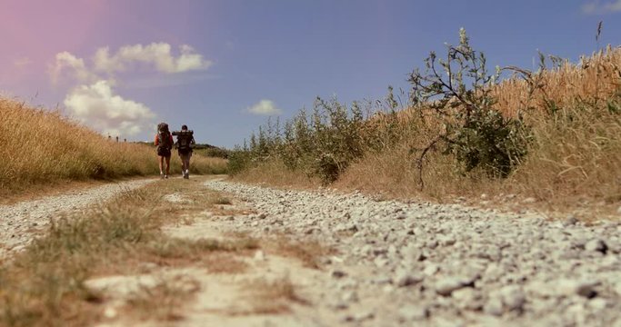 two hikers leaving for the adventure