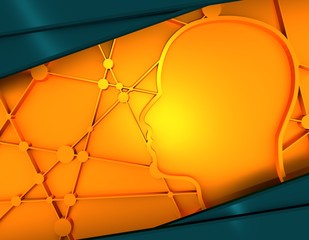 Silhouette of a man head. Mental health relative brochure, report or flyer design template. Scientific medical designs. 3D rendering