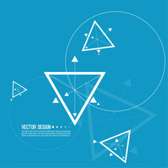 Abstract tech background with geometric symbol triangle with arrows, circle. Concept new technology and dynamic motion.