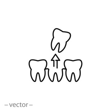 extraction tooth icon, tooth doctor, removal wisdom teeth, thin line symbol for web and mobile phone on white background - editable stroke vector illustration eps10