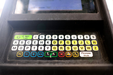 Modern parking machine close up. 
