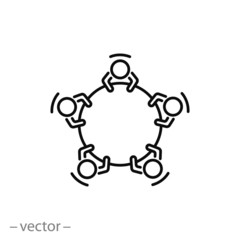 concilium icon, business meeting, conference thin line symbol for web and mobile phone on white background - editable stroke vector illustration