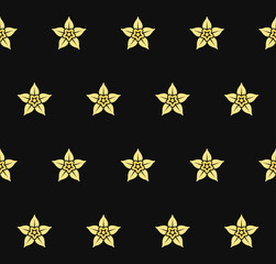 Obraz premium Vanilla Flower Seamless Pattern on Dark Background. Vector