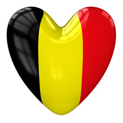 Belgium flag heart. 3d rendering.