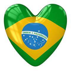 Brazil flag heart. 3d rendering.