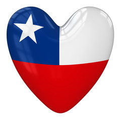 Chile flag heart. 3d rendering.