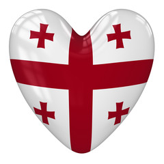 Georgia flag heart. 3d rendering.