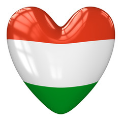 Hungary flag heart. 3d rendering.
