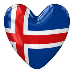 Iceland flag heart. 3d rendering.