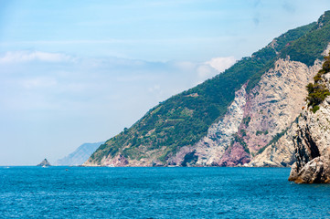 Portovenere, Italy. Seaside village with the famous gulf of poets that inspired the poems of Byron,...