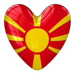 Macedonia flag heart. 3d rendering.