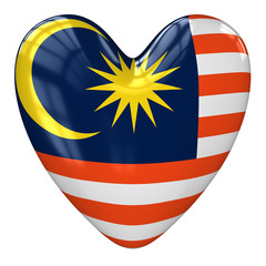 Malaysia flag heart. 3d rendering.
