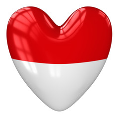 Monaco flag heart. 3d rendering.