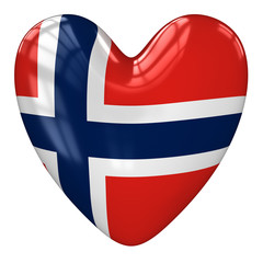 Norway flag heart. 3d rendering.