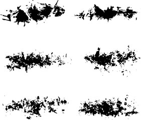 Vector collection of ink, grunge, dirty brush, black paint, strokes. Abstract grunge banner. Black brush stroke background.	