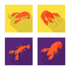 Vector design of appetizer and seafood symbol. Set of appetizer and ocean stock symbol for web.