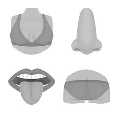 Isolated object of body and part sign. Set of body and anatomy stock vector illustration.