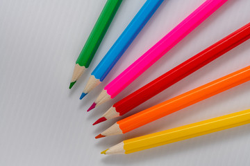 Vibrant colorful pencils in a group