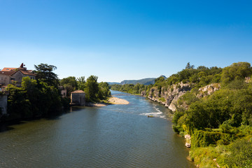 View of the river Ardeche near Ruoms in France