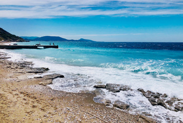 beautiful sea waves in Greece