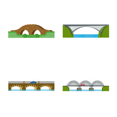 Isolated object of bridgework and bridge logo. Set of bridgework and landmark stock symbol for web.