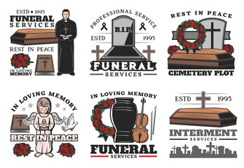 Funeral service, coffin, urn, cemetery, tombstone