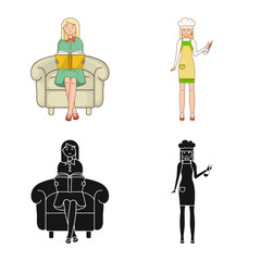 Isolated object of posture and mood symbol. Collection of posture and female stock vector illustration.