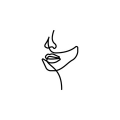 one line, face, woman icon. Element of woman in thin one line icon