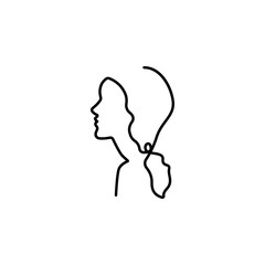 one line, face, woman icon. Element of woman in thin one line icon