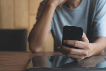 Man using smartphone