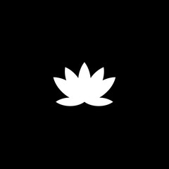 Water lily flower icon. Simple illustration of water lily flower vector icon for web. white silhouetteon black background