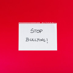 Paper sheet with Stop Bullying words