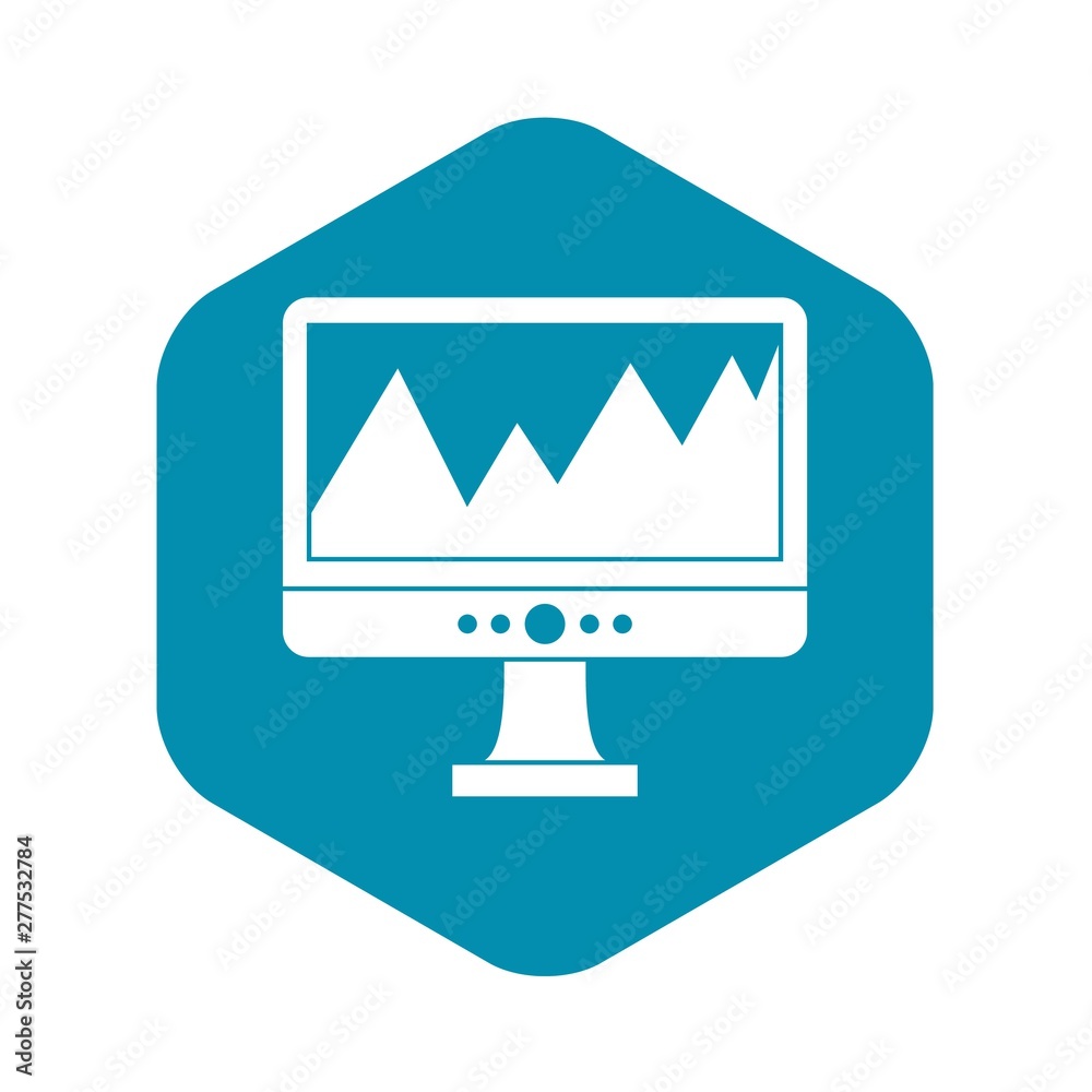 Poster monitor and a chart icon. simple illustration of monitor and a chart vector icon for web