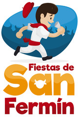 Spaniard Runner with Traditional Clothes Celebrating San Fermin Festival, Vector Illustration