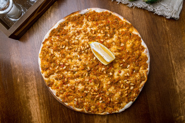 Lahmajun with cashew nuts Turkish cuisine