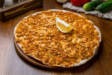 Lahmajun with cashew nuts Turkish cuisine