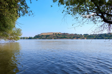 Petrovaradin fortress in Novi Sad, viewed from the Danube river, Serbia