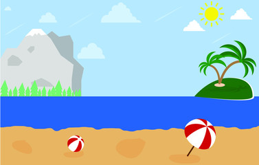 Fototapeta na wymiar Summer vacation background, beach, vector illustration EPS 10