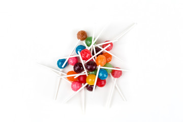 Pile of multicolored candy suckers