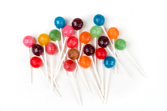 Pile of multicolored candy suckers
