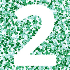 Digit 2 color distributed circles dots illustration