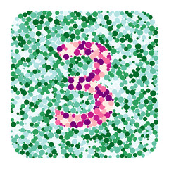 Digit 3 color distributed circles dots illustration