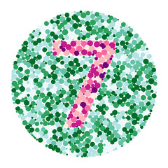 Digit 7 color distributed circles dots illustration